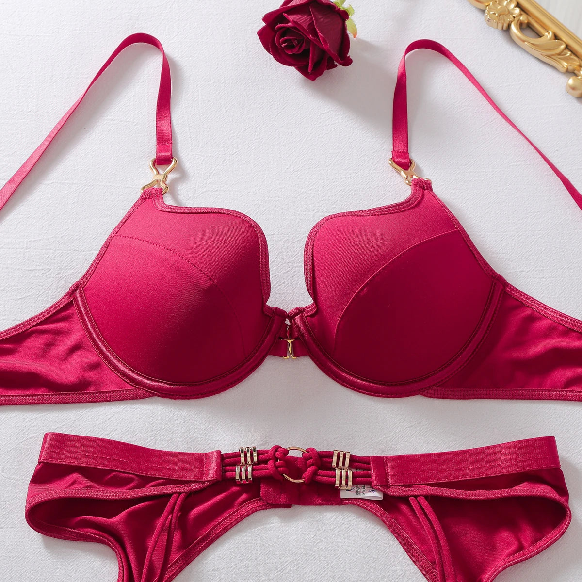 Sexy Strappy Lingerie Set Very Naughty Lingerie Garter Belt Push Up Bra Thong Harness Underwear Women Complete Intimate Outfits