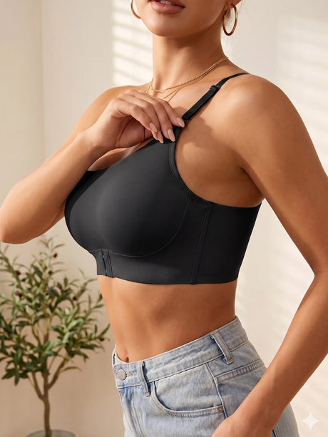 One Shoulder Women Bra Wireless Solid Front-Clasp Push up Bra Non-slip Unlined Comfortable Bra
