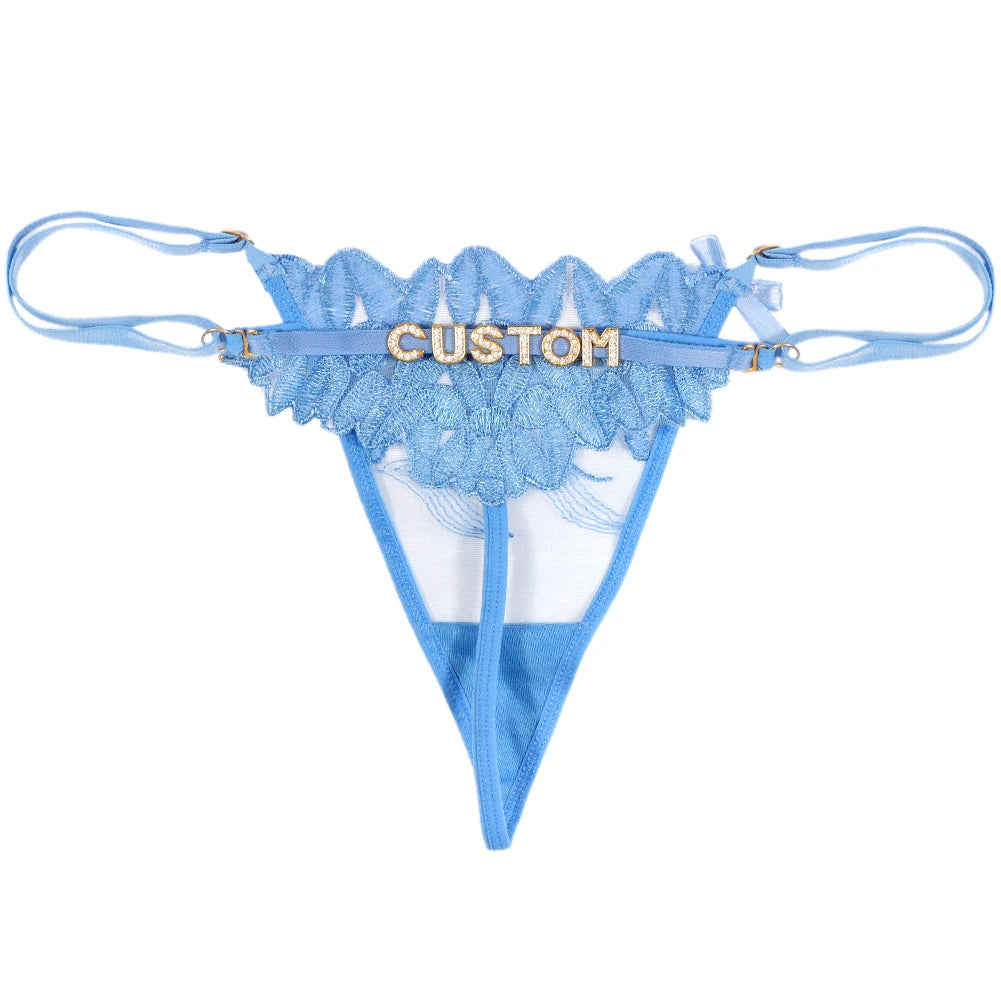 Sexy Customized Name Lace Thong Panties for Women Adjustable Underwear Detachable DIY Letter Personality Valentine's Day Gift