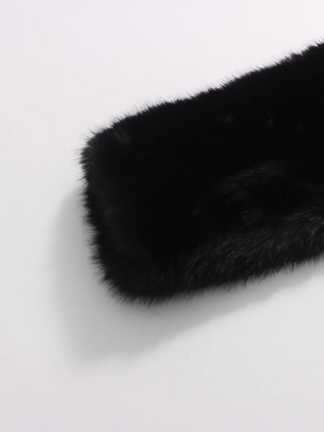 TWOTWINSTYLE Black Slimming Spliced Zipper Jackets for Women Lapel Long Sleeves Tunic Patchwork Fur Fashion Jacket Female New