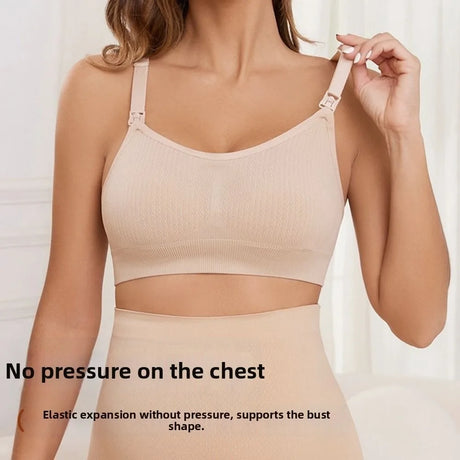Comfortable Nursing Bras Without Steel Rings Soft Breastfeeding Underwear Anti Sagging 3D Support Seamless Maternity Bra Women