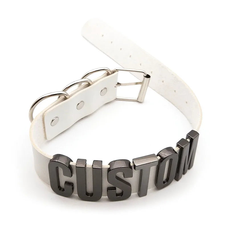 Punk Customized Black Letters BUNNY HOTWIFE Choker Collars DIY Personalized Custom Name Necklace Sexy Cosplay Party Jewelry