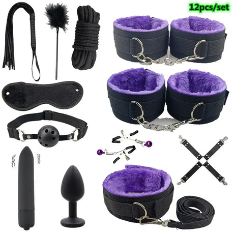 SM Sex Products BDSM Bondage Set Handcuffs Anal plug Tail Whip Gag Vibrat Adult Toys Exotic Accessories Sex Toys for Couples