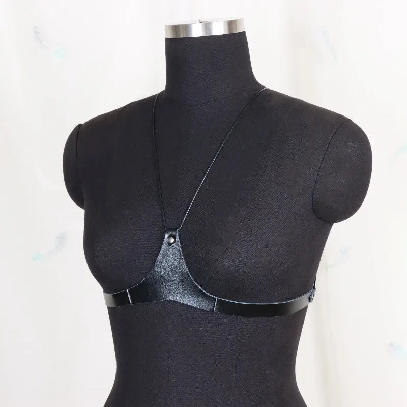 Women's Y2K Strappy Body Harness Belt, Adjustable Black Bra Harness for Daily Outfits & Party