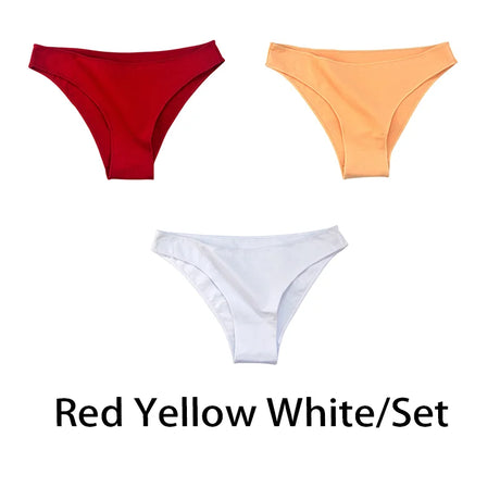 3PCS/Set Women Sexy Cotton Panties Low Waist Bikini Underwear Female Underpants Solid Color Soft Girls Briefs Intimates