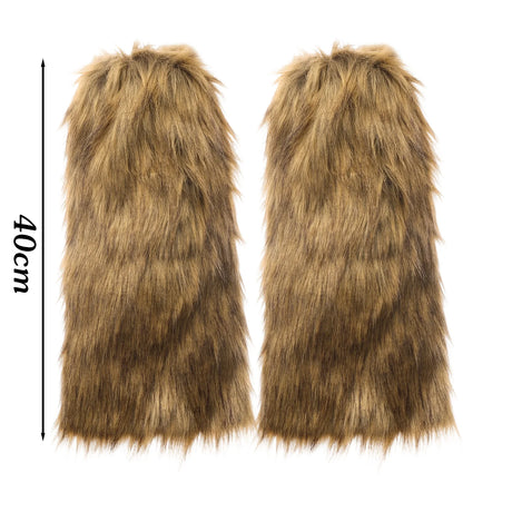 New Y2k Faux Fur Leg Warmers Spicy Girl Harajuku Winter Warm Furry Boots Cover Socks Jk Vintage Hiphop Cosplay Socks Accessories