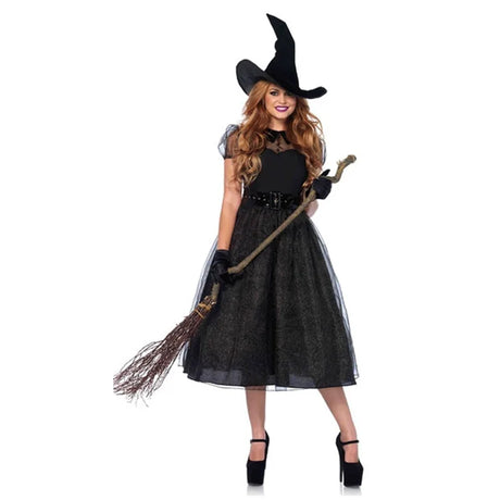 Halloween Witch Costumes for Women Adult Fantasy Black Dress UP Party Carnival Performance