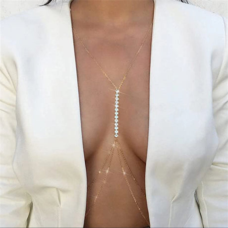 1pcs Summer New Fashion Rhinestone Body Chain Chest Chain Women's Beach Bikini Sexy Body Jewelry Nightclub Party Underwear Gift