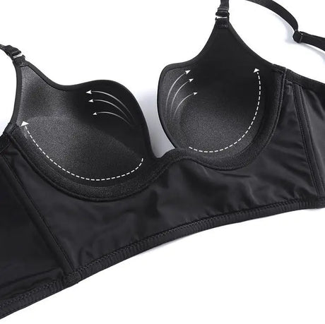 Deep U Low Cut Sexy Bra Push Up Backless Bra for Women Anti Sagging Cross Back Bras Solid Color One Piece Beauty Back Underwear