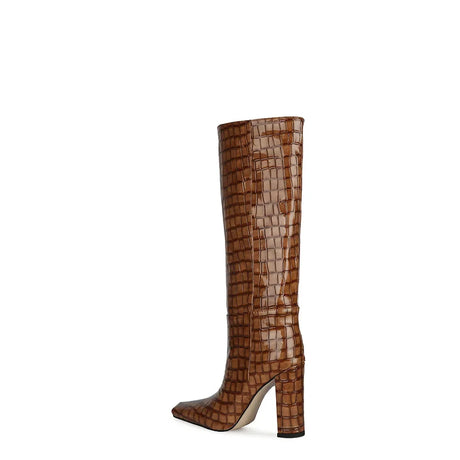 2024 NEW Fashion High Tube Knee High Boots 10cm/6.5cm Thick Heel 21 Colors Women Short Plush Boots Size 45 Winter Leather Shoes