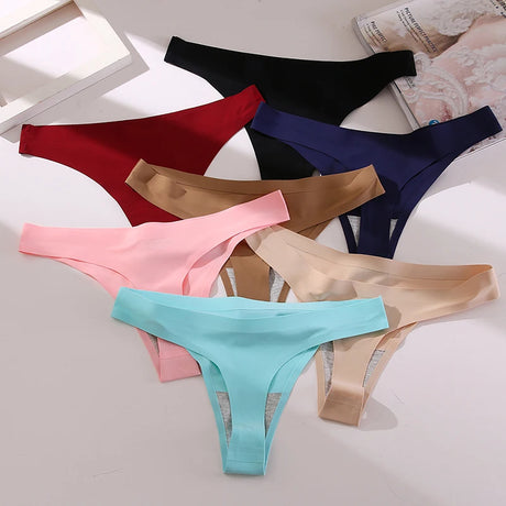 WarmSteps 4PCS/Set Sexy Women Panties Silk Satin Female Thongs Lingerie Soft Cozy Underwear Hot G-Strings Seamless Sports T-Back