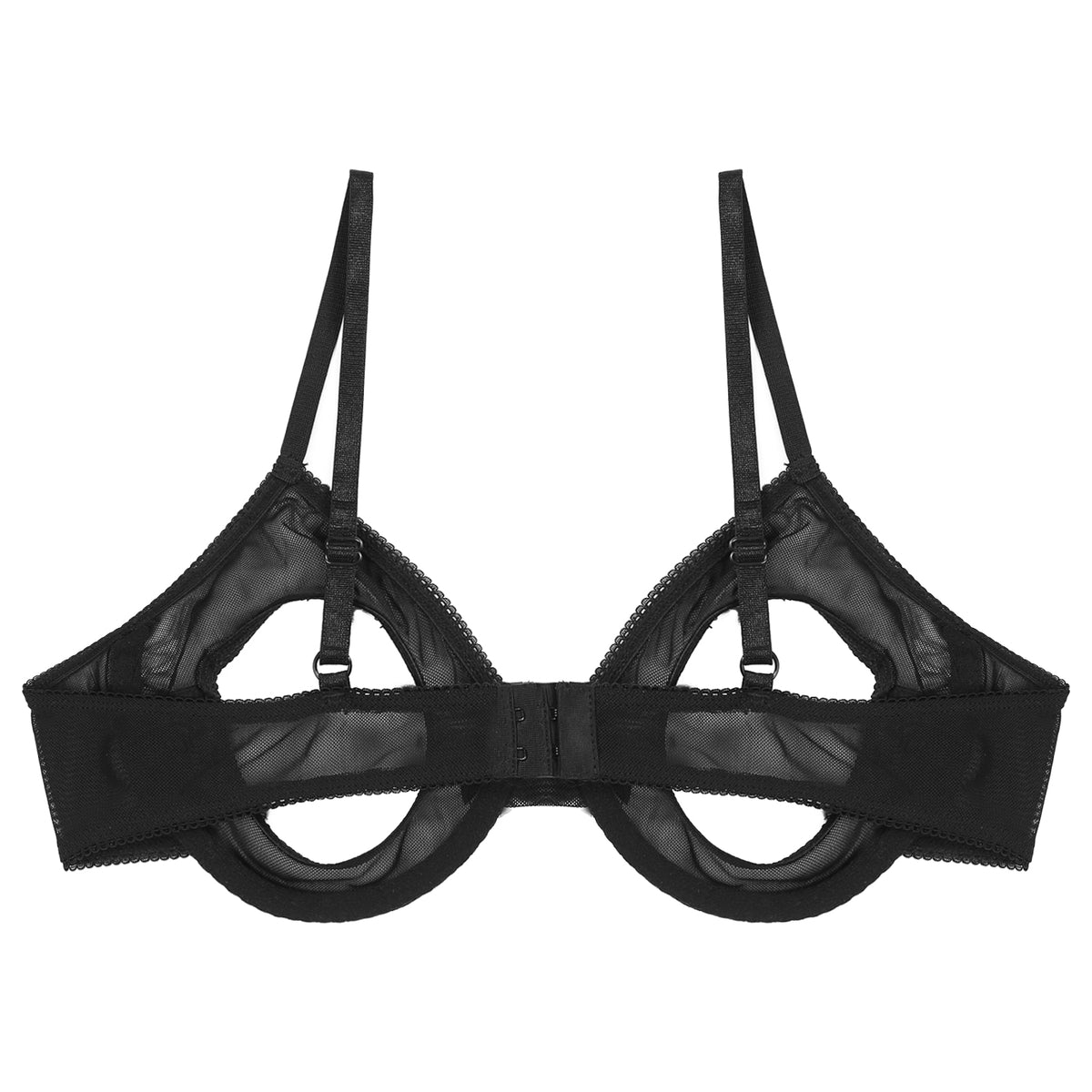 Women's Sheer Mesh Hollow Out Open Nipples Underwired Bra Tops Push Up Unlined Bralette Bra Sexy Brassiere Balconette Underwear