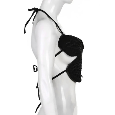 Hot Butterfly Jeans Crop Top Backless Strap Camis Sexy Lingerie Bow Bra Women Beach Mini Vest Butterfly Tank Tops Party Clubwear