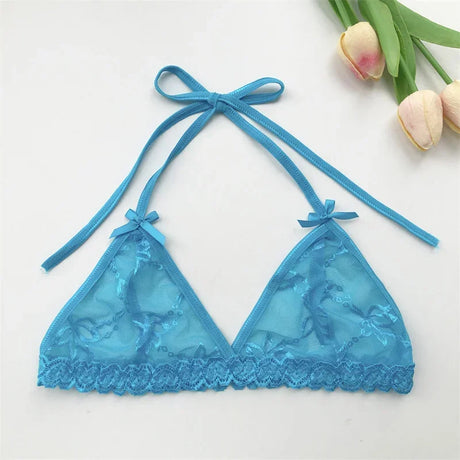 Name Custom Crystal Letter Thong Lace Tie Neck Bikini Bra Panties Sexy Personalized Name Low Waist G-String Underwear Bra Set