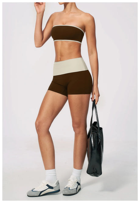 Summer Strapless Sports Bra Color blocked Women Quick-Drying Yoga Bra Women's Tube Top Fitness Chest Wrap Underwear Workout Bras