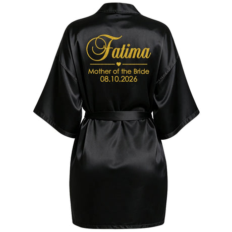 Customized Name Date Wedding Bathrobe Faux Silk Bridal Robe Bride Bridesmaid Wedding Robes Woman Bachelorette Hen Party
