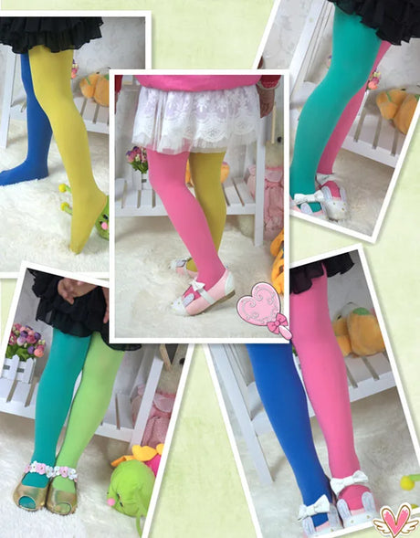 Candy Color Mixed Tights for Girls Baby Stretch Trouser Skinny Pants Women Kids To Tone Dance Pantyhose Courful Fashion Stocking
