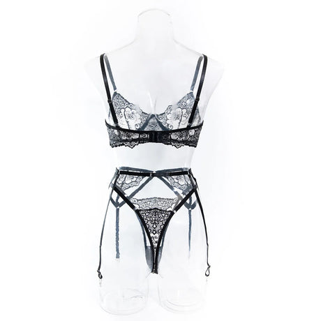 Krasapt New Embroidery 3 Items Sexy Lingerie Set Intimates Porn Female Underwear Uncensored Red Erotic Lingerie Sex Shop