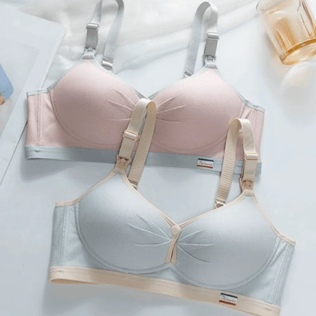 Pure Cotton Double Button Breastfeeding Bra Soft Comfortable Seamless Breathable Maternity Bra Anti Sagging No Underwire