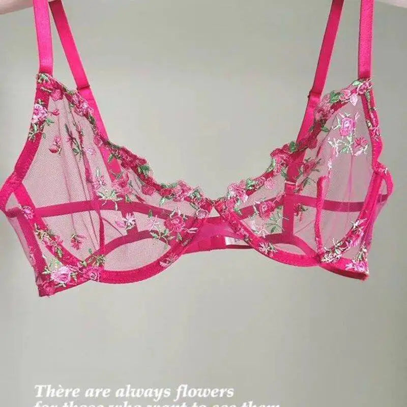 Sexy Sheer Lace Flower Embroidery Underwire Bra for Women, Large Breast Minimizer Anti‑Sagging Comfort Everyday Wear YEMOMO S‑XL