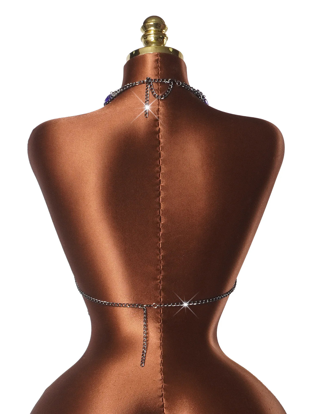 Women Sexy Backless Shine Diamond Body Chain Exotic Tanks Novelty Hollow Out Chest Chains Decor Bustier Tops Nightbar Clubwear