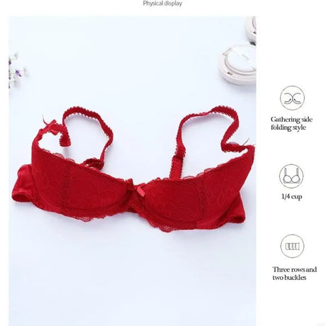 Women's Balconette Bra 1/4 Cup Padded Push Up Bra Lingerie Underwire Sex Lace Underwire Bra Shelf Bra Brassiere Gifts
