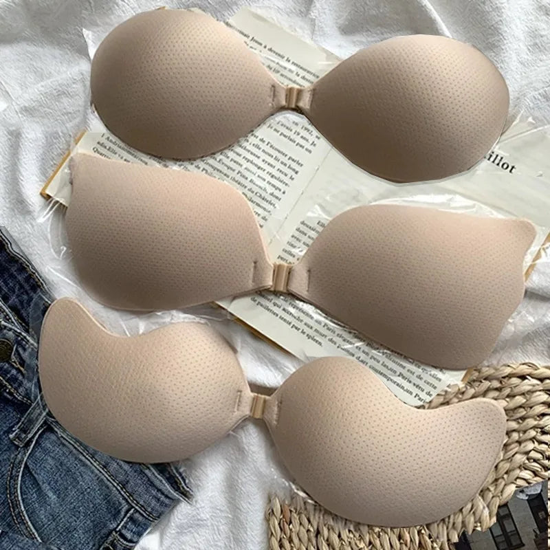 Women Sexy Invisible Strapless Adhesive Stick Bra Strapless Push Up Bras Backless Lingerie Seamless Silicone Bralette Underwear