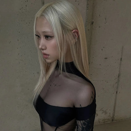 Sexy See Through Bodysuit Women Dark Gothic Streetwear Emo Alternative Grunge Y2k Long Sleeve O-neck High Waist Jumpsuit