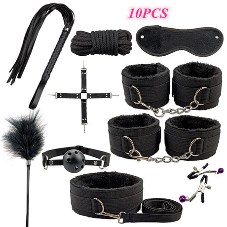 SM Sex Products BDSM Bondage Set Handcuffs Anal plug Tail Whip Gag Vibrat Adult Toys Exotic Accessories Sex Toys for Couples