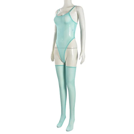 Toucheart Erotic Dress with Leg Socks Mesh See-through Patchwork Seductive Body Shaping Backless Women Intimate Hollow Dress Set