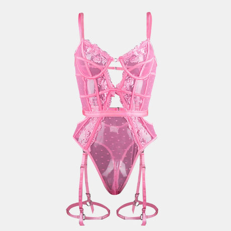 Toucheart Lace Sexy Skinny Babydoll Bodysuit Embroidery Erotic Private Adult Suit Solid Color Patchwork High Waisted Sexy Set