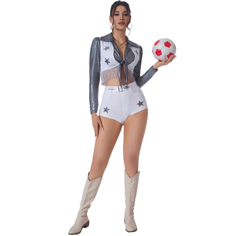 Multiple Cheerleader Basketball Football For Lady Costume Schoolgirl Top Shorts Cosplay Halloween Carnival Party Fancy Dress