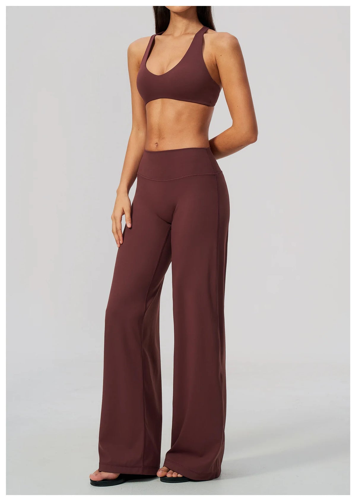 Women's 2/3Pcs Yoga Set Zip Jacket Sports Bra Cross Back Wide Leg Flare Pants Push Up Gym Set Workout Running Fitness Activewear