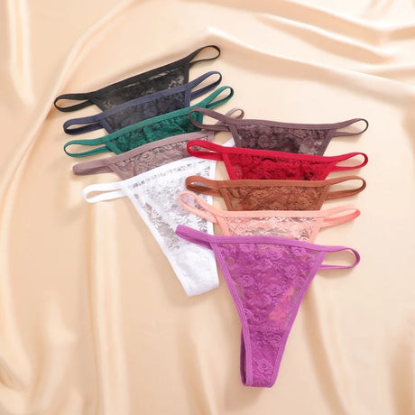 10PCS/Set Women Underwear Lace Panties Floral Lingerie Woman Panties Sexy Thong G-String Female Pantys Perspective Intimates New
