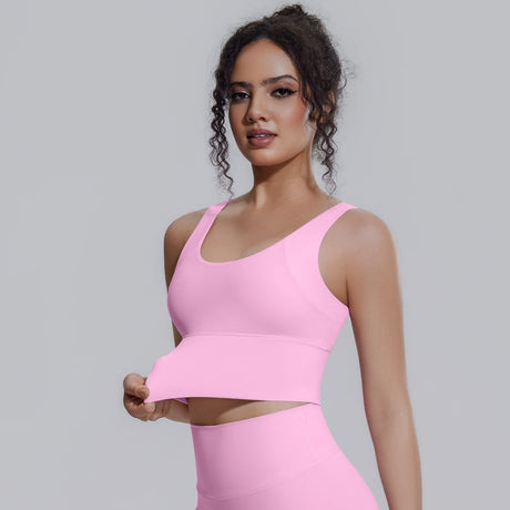 Women Summer Yoga Bra Underwear Shockproof Bra Sports Running Beautiful Back V Shaped Fitness Yoga Tank Top Bra with Chest Pad 
