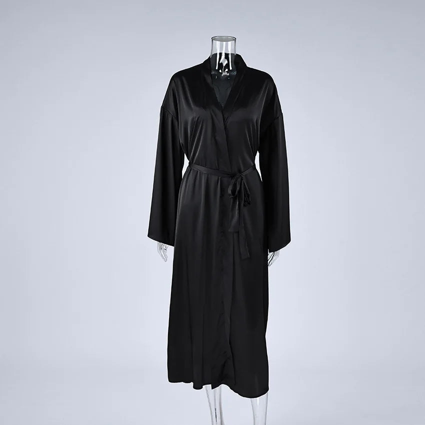 Simulated Silk Lace Splicing Pajamas 2026 Spring New Sexy Nightgown Lace-Up Robe Two-Piece Set Women's Home Wear