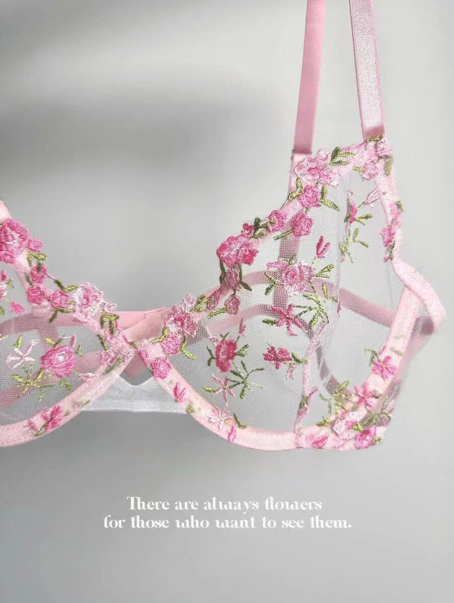Sexy Sheer Lace Flower Embroidery Underwire Bra for Women, Large Breast Minimizer Anti‑Sagging Comfort Everyday Wear YEMOMO S‑XL