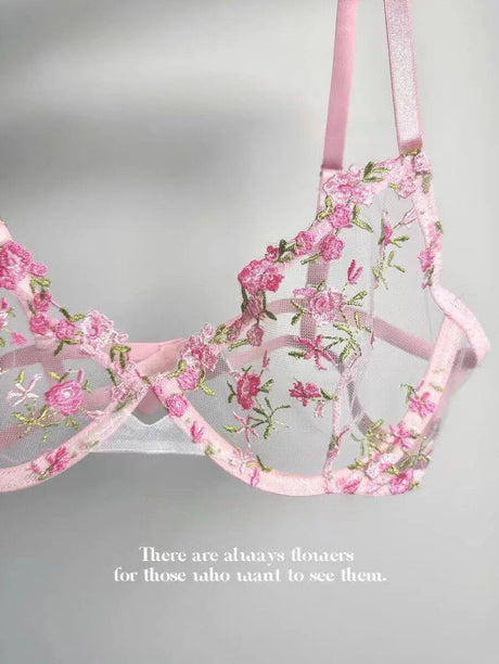 Sexy Sheer Lace Flower Embroidery Underwire Bra for Women, Large Breast Minimizer Anti‑Sagging Comfort Everyday Wear YEMOMO S‑XL