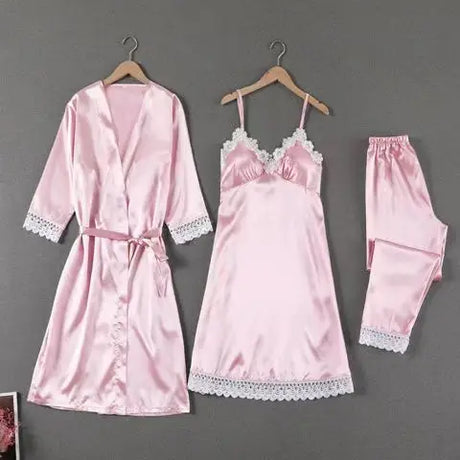 Sleepwear Sleep Suit Sexy Womens Lace Pajamas Sets V-Neck Satin Pijamas Intimate Lingerie Spring Nightwear Home Wear PJS
