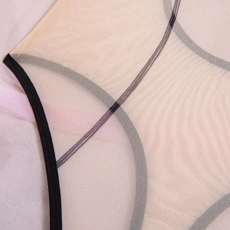 Toucheart Erotic Bodysuit Women's Printed Mesh Jumpsuit Sexy Intimate Hollow See-through Backless One-piece Underwear for Women