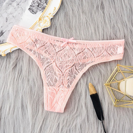 Lace Sexy G-String Thong Transparent Women Panties Low Waist Thongs Hollow Out Female Briefs Soft Intimate Lady Underwear