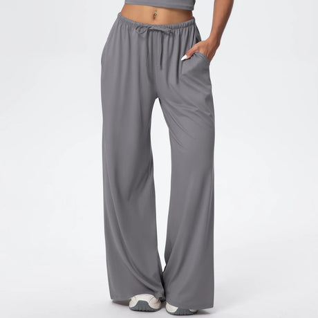 Women Quick Drying Wide Leg Yoga Pants Loose Yoga Pants High Waist With Pockets Fitness Sport Gym Workout Drawstring Full Length