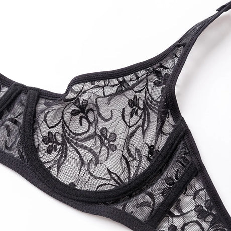 Plus Size Sexy Lace Bras For Women Underwired BH Hollow Out Bra Bralette Womens Underwear Delicate Embroidery Lingerie Brassiere