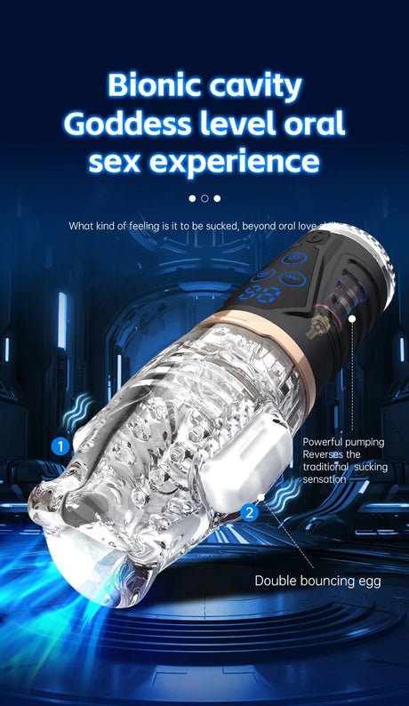 Automatic Male Masturbator Vibration Blowjob Sucking Machine Silicone Vagina Masturbation Cup Sex Toys Adult Goods for Men