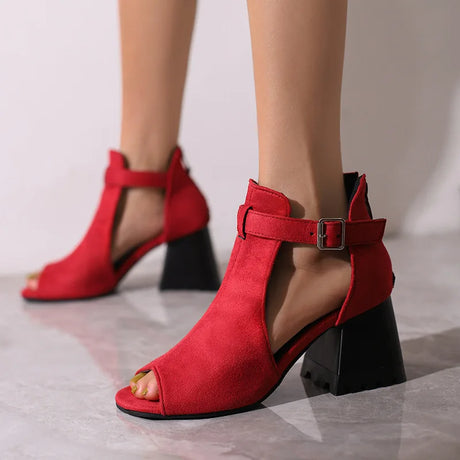 Summer Women's Fashion Peep Toe Thick Heel Sandals High-heeled Shoes for Woman Denim Leopard Print Sandalias de Mujer WSH5343