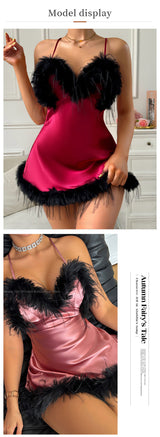 SEXY Nightgown Mujer Lingerie Female Chemise Sleepwear Summer Satin Spaghetti Strap Nightdress Nightwear Loose Homewear Nighty