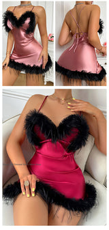 SEXY Nightgown Mujer Lingerie Female Chemise Sleepwear Summer Satin Spaghetti Strap Nightdress Nightwear Loose Homewear Nighty