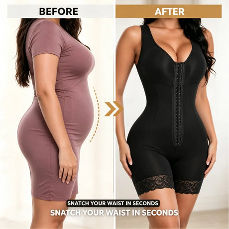 Women's Colombian Bodysuit Shapewear – Plus Size Tummy Control with Adjustable Front Zipper, Lifts Hips & Shapes Waist, Breathable & Comfortable for All-Day Wear