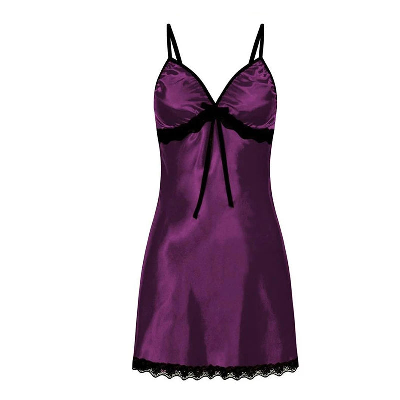 Women Sexy Sleepwear Silk Satin Nightwear Slip Dress Sleeveless Pajamas Nightgown Plus Size Nightwear Comfortable