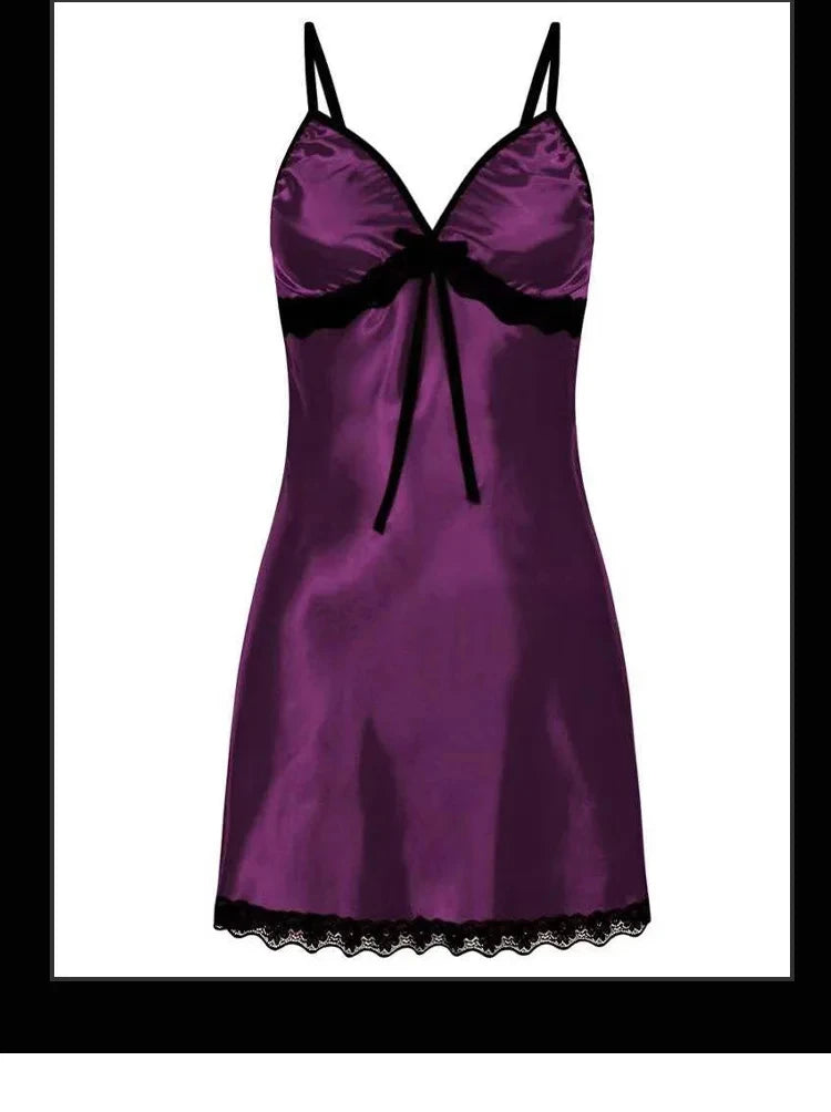 Women Sexy Sleepwear Silk Satin Nightwear Slip Dress Sleeveless Pajamas Nightgown Plus Size Nightwear Comfortable